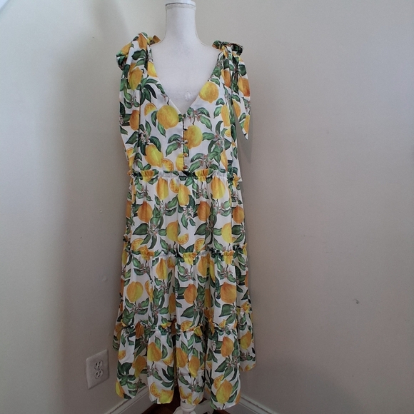 English Factory Lemon Print Tiered Mini  Dress Size 2X NWT - Picture 4 of 9